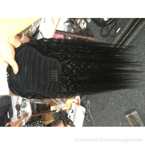 Drawstring Ponytail Black Hair Curly Human Hair Ponytail Extension Human Hair Ponytails for Black Brazilian Women Wig Long